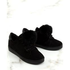 Trampki damskie czarne 68-95 Black. Czarne trampki i tenisówki damskie ButyModne, bez wzorów, z zamszu, na sznurówki. Za 67,96 zł.