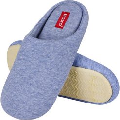 Soxo - Kapcie. Niebieskie kapcie damskie marki Soxo, z materiału. Za 89,99 zł.
