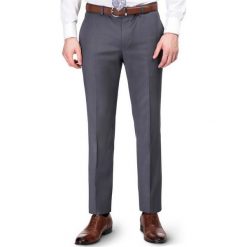 Spodnie LEONARDO GDSS900016. Szare spodnie męskie Giacomo Conti, na ślub cywilny, s, bez wzorów, z wełny, eleganckie. Za 599,00 zł.