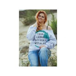 Taka ładna szara gruba z plus size. Szare bluzy damskie marki One mug a day, s, z nadrukiem, z bawełny, bez rękawów, bez kaptura. Za 129,00 zł.