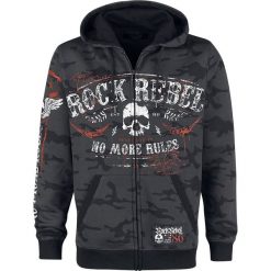 Rock Rebel by EMP Mask Of Sanity Bluza z kapturem rozpinana ciemnoszary. Szare bluzy męskie marki Rock Rebel by EMP, xl, bez wzorów, rockowe, z kapturem, bez rękawów, z kapturem. Za 224,90 zł.