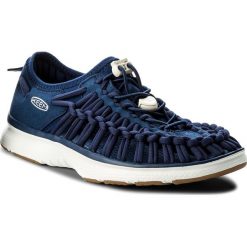 Sandały KEEN - Uneek 02 1018729 Estate Blue/Harvest Gold. Niebieskie klapki damskie marki Keen, bez wzorów, z tworzywa sztucznego, bez obcasa. W wyprzedaży za 259,00 zł.