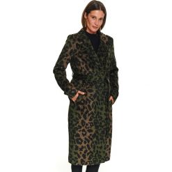 Płaszcz w zwierzęcy wzór z domieszką wełny. Brązowe płaszcze damskie Top Secret, na zimę, bez wzorów, z wełny, eleganckie, krótkie. Za 299,99 zł.