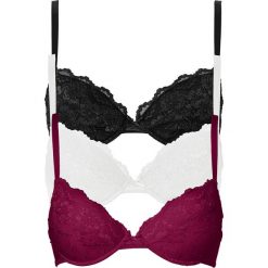 Bielizna damska: Biustonosz "push up" (3 szt.) bonprix jeżynowy + ecru + czarny
