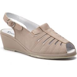 Sandały COMFORTABEL - 710971 Sand 8. Szare klapki damskie Comfortabel, bez wzorów, ze skóry, bez obcasa, na obcasie. Za 209,00 zł.