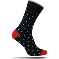 Modne Skarpetki Męskie Chattier - Popielate Grochy, Czarne Tło SKCH0010classic. Szare skarpetki męskie Chattier, w grochy, z bawełny. Za 12,90 zł.