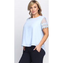 Niebieska Bluzka Lacking. Niebieskie bluzki damskie Born2be, na co dzień, xl, bez wzorów, z koronki, bez kołnierzyka, z krótkim rękawem. Za 49,99 zł.