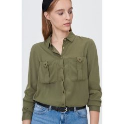 Koszula z satynowym wykończeniem - Khaki. Brązowe koszule damskie Sinsay, s, z satyny. Za 49,99 zł.