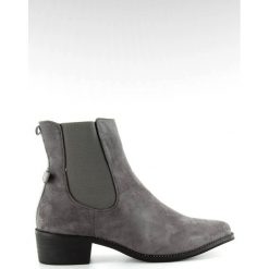 Szare Smukłe sztyblety z kokardką M270 Grey. Szare botki damskie ButyModne, bez obcasa, na obcasie, bez zapięcia. W wyprzedaży za 139,00 zł.