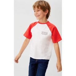 Mango Kids - T-shirt dziecięcy Pipe 110-164 cm. Żółte t-shirty chłopięce Mango Kids, z nadrukiem, z bawełny, bez rękawów. Za 29,90 zł.