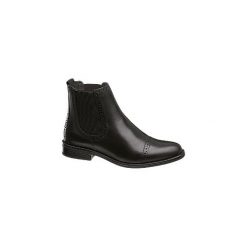 Czarne botki damskie 5th Avenue z kolekcji tylko online. Czarne botki damskie ze skóry, bez obcasa, na obcasie, bez zapięcia. Za 239,90 zł.