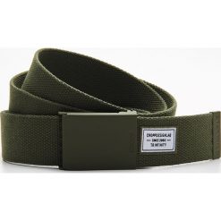 Parciany pasek z metalową klamrą - Khaki. Brązowe paski męskie Cropp, w paski. Za 29,99 zł.