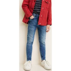 Mango Kids - Jeansy dziecięce Lora 104-164 cm. Szare jeansy dziewczęce marki Mango Kids, z bawełny, z podwyższonym stanem. Za 89,90 zł.