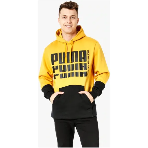 Puma Bluza Ss Rebel Up Hoody Fl , żółty, rozmiar XL. Żółte bluzy męskie Puma, xl, bez wzorów, z bawełny, z kapturem, bez rękawów, z kapturem. W wyprzedaży za 199,99 zł.