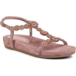 Sandały SALAMANDER - Ginie 32-51401-23 Rose/Gold. Różowe klapki damskie Salamander, z aplikacjami, ze skóry, bez obcasa. Za 299,00 zł.