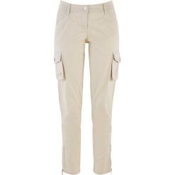 Chinosy damskie: Spodnie chino Boyfriend bonprix beżowo-szary