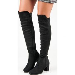 CZARNE DOPASOWANE MUSZKIETERKI. Czarne buty zimowe damskie marki LUCKY SHOES. Za 114,90 zł.