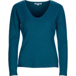 Sweter w kolorze morskim. Niebieskie swetry damskie L'Univers du cachemire, s, bez wzorów, z wełny, bez rękawów, bez kaptura. W wyprzedaży za 153,95 zł.