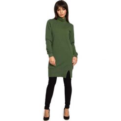 Zielona Bluzo-Tunika z Golfem. Zielone tuniki damskie Molly.pl, na co dzień, s, bez wzorów, z bawełny, eleganckie, z golfem, z długim rękawem. Za 139,90 zł.
