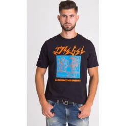 T-SHIRT DIESEL Z NADRUKIEM. Czarne t-shirty męskie Diesel, s, z nadrukiem, z bawełny, z okrągłym kołnierzem. Za 124,50 zł.