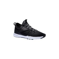 Buty fitness kardio 120 mid damskie. Czarne buty sportowe damskie DOMYOS, bez wzorów, z poliesteru, na fitness i siłownię. Za 99,99 zł.