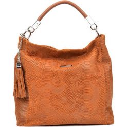 Shopper bag damskie: Skórzana torebka w kolorze koniaku – (S)35 x (W)48 x (G)14 cm
