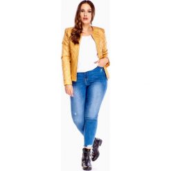 Pikowana kurtka zapinana na ekspres żółty. Żółte kurtki damskie Tagless, plus size, bez wzorów, bez kaptura. Za 146,63 zł.