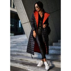 Mancini Długa Jesienna Kurtka Premium Kolor Black S. Czarne kurtki damskie LIGARI, na jesień, s, w paski, z bawełny, długie, bez kaptura. Za 298,00 zł.