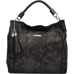Shopper bag damskie: Skórzana torebka w kolorze czarnym – (S)35 x (W)48 x (G)14 cm