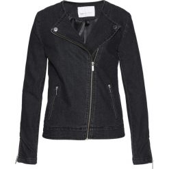Kurtka dżinsowa biker bonprix szary denim. Szare kurtki damskie bonprix, bez wzorów, z denimu, bez kaptura. Za 69,99 zł.