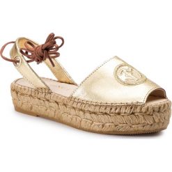 Espadryle EVA MINGE - EM-14-05-000101 611. Żółte espadryle damskie Eva Minge, bez wzorów, ze skóry ekologicznej, bez obcasa. W wyprzedaży za 279,00 zł.