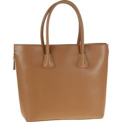 Torebki klasyczne damskie: Skórzana torebka w kolorze jasnobrązowym – 41 x 32 x 15 cm