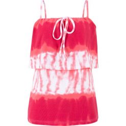 Top shirtowy batikowy bonprix jasnoróżowy z nadrukiem. Różowe topy damskie bonprix, z nadrukiem, bez kołnierzyka. Za 32,99 zł.