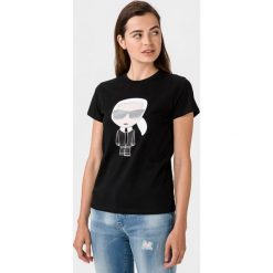 Karl Lagerfeld Ikonik Koszulka Czarny. Czarne t-shirty damskie KARL LAGERFELD, xs, z nadrukiem, z bawełny, bez kołnierzyka. Za 399,95 zł.