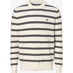Lacoste - Sweter męski, biały. Białe swetry męskie Lacoste, s, w paski, bez kołnierzyka, bez kaptura. Za 549,95 zł.