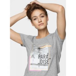 T-shirt damski TSD606 - chłodny jasny szary melanż - Outhorn. Szare koszulki damskie Outhorn, bez wzorów, bez kołnierzyka, bez rękawów. W wyprzedaży za 19,99 zł.