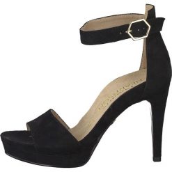 Tamaris sandały damskie 39 czarne. Czarne sandały damskie Tamaris, bez wzorów, eleganckie, na wysokim obcasie, bez zapięcia. Za 350,00 zł.