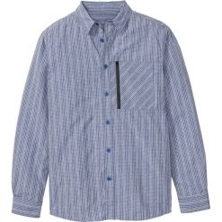 Koszula funkcyjna z kieszenią z zamkiem bonprix ciemnoniebieski w kratę. Niebieskie koszule męskie bonprix, xl, bez wzorów, bez kołnierzyka, bez rękawów. Za 99,99 zł.