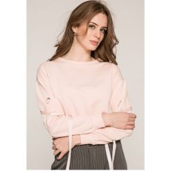 Answear - Bluzka. Szare bluzki z odkrytymi ramionami ANSWEAR, l, z bawełny, casualowe, z okrągłym kołnierzem. W wyprzedaży za 49,90 zł.