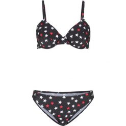 Bikini na fiszbinach (2 części) bonprix czarno-biały wzorzysty. Czarne stroje kąpielowe damskie bonprix, bez wzorów. Za 49,99 zł.