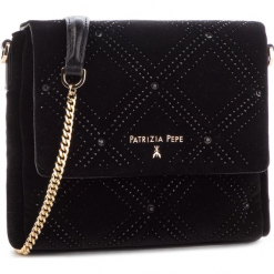 Torebka PATRIZIA PEPE - 2V7340/A4M3-K345 Black Strass. Czarne torebki klasyczne damskie Patrizia Pepe, bez wzorów, z materiału, wizytowe, bez dodatków. W wyprzedaży za 459,00 zł.