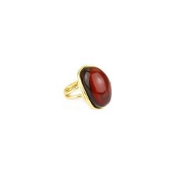 InspiRING Bursztyn Wiśniowy złoto. Żółte pierścionki damskie Brazi druse jewelry, z bursztynem, srebrne. Za 450,00 zł.