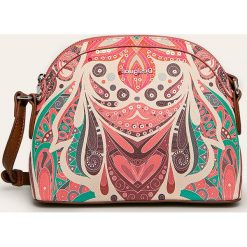 Desigual - Torebka. Różowe listonoszki damskie Desigual, w paski, z bawełny, na ramię, małe, bez dodatków. Za 249,90 zł.