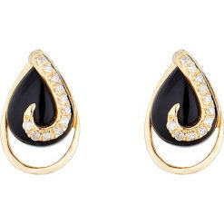 Złote kolczyki-wkrętki z diamentami i agatami. Żółte kolczyki damskie Diamond & Co, z agatem, złote. W wyprzedaży za 562,95 zł.