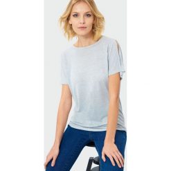 Klasyczny top. Szare bluzki damskie Greenpoint, bez wzorów, z bawełny, klasyczne, z klasycznym kołnierzykiem, bez rękawów. Za 39,99 zł.