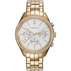 Zegarek kwarcowy w kolorze biało-złotym. Żółte, analogowe zegarki damskie Esprit Watches, ze stali. W wyprzedaży za 363,95 zł.