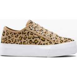 Sneakersy na podeszwie platformie bonprix beżowo-brązowy leo. Brązowe sneakersy damskie bonprix. Za 84,99 zł.