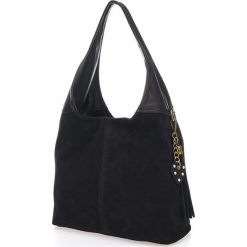 Torebki klasyczne damskie: Skórzana torebka w kolorze czarnym – 32 x 20 x 14 cm