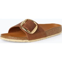 Birkenstock - Sandały damskie ze skóry – Madrid Big Buckle, beżowy. Brązowe sandały damskie Birkenstock, bez wzorów, ze skóry, bez obcasa, na klamry. Za 379,95 zł.