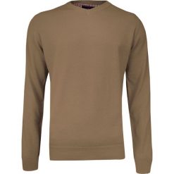Beżowy Sweter w Serek (V-neck) -Adriano Guinari- Klasyczny, Męski, Sepia, Jednokolorowy SWADGAW19caribon. Brązowe swetry męskie Adriano Guinari, m, bez wzorów, z bawełny, eleganckie, z dekoltem w serek, bez kaptura. Za 99,00 zł.